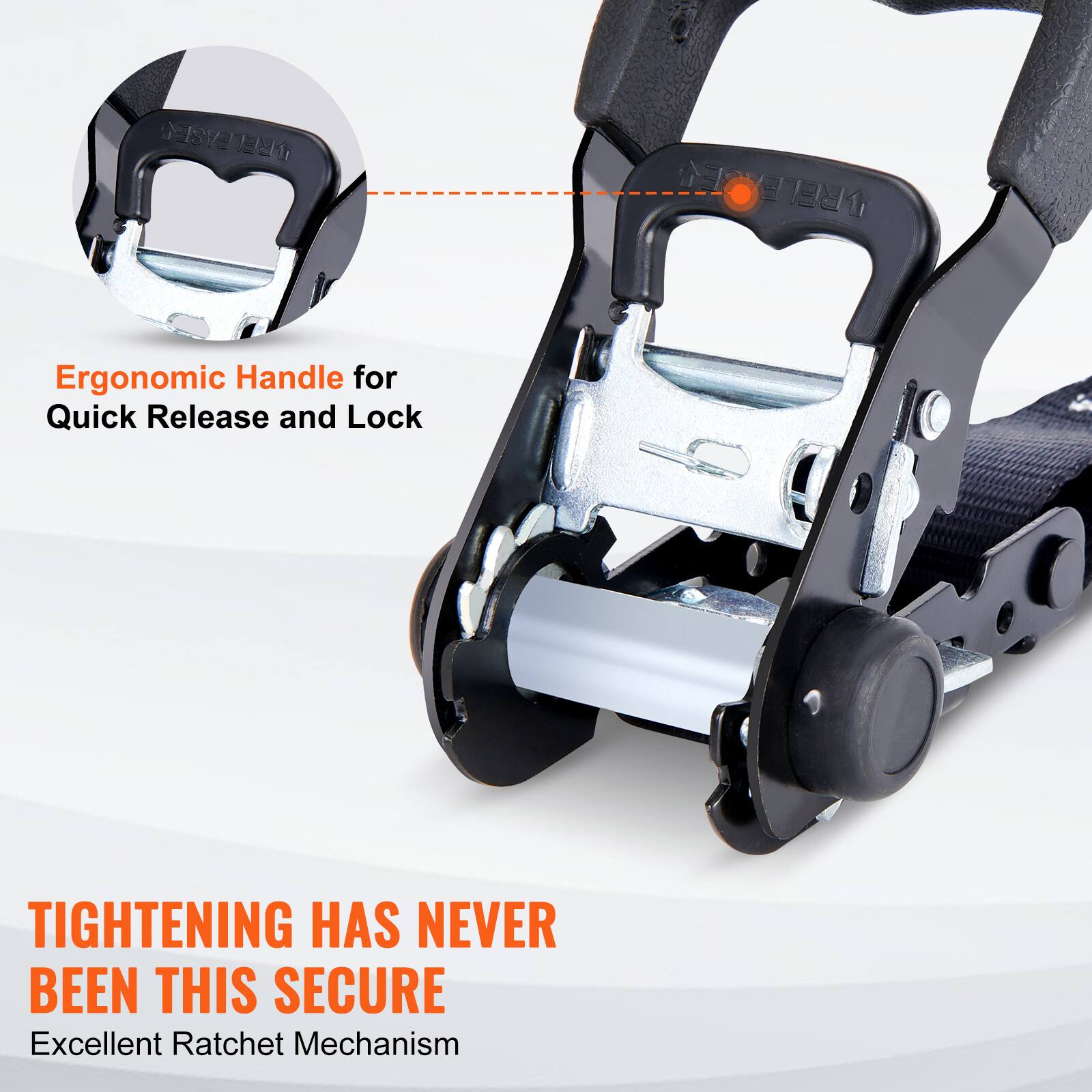 Ergonomic Handle for Quick Release and Lock

TIGHTENING HAS NEVER BEEN THIS SECURE

Excellent Ratchet Mechanism