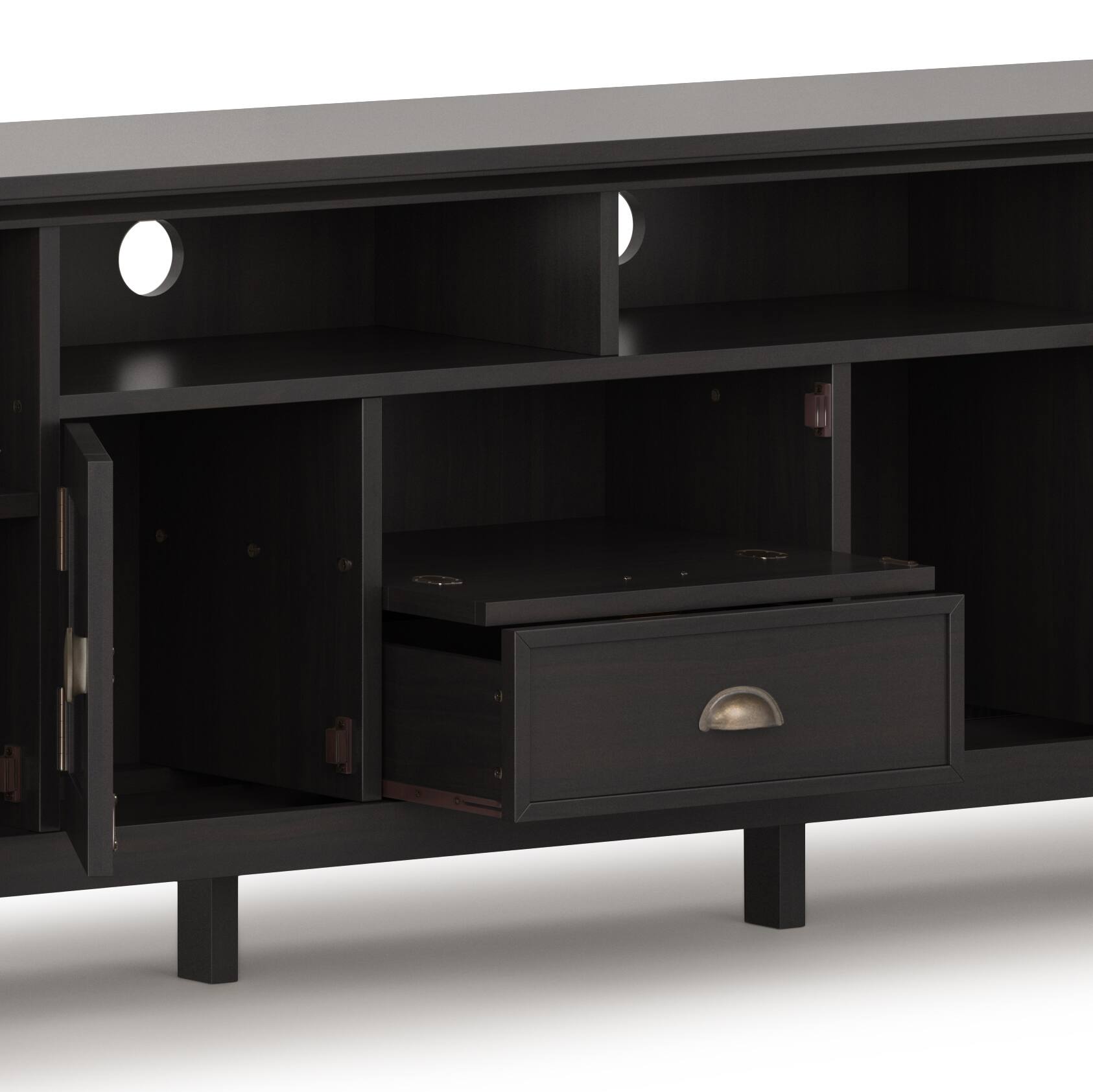 Alt View 1. Simpli Home - Redmond SOLID WOOD 72 inch TV Media Stand in Hickory Brown For TVs up to 80 inches - Hickory Brown.