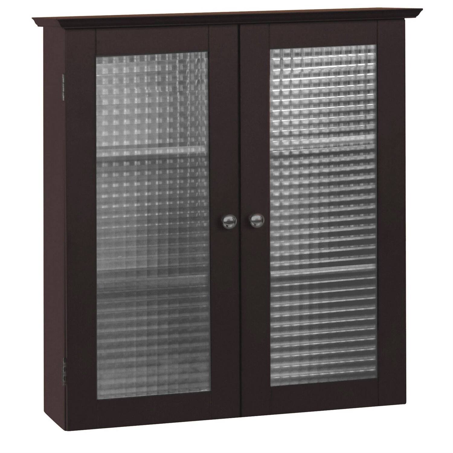 Front. SlickBlue - Two Glass Doors Bathroom Wall Cabinet with Convenient Storage - White.