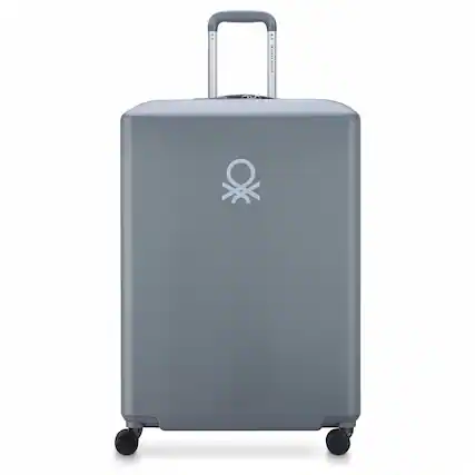 Front. Delsey - Benetton UCB Hard Large Spinner Luggage - Steel Grey.