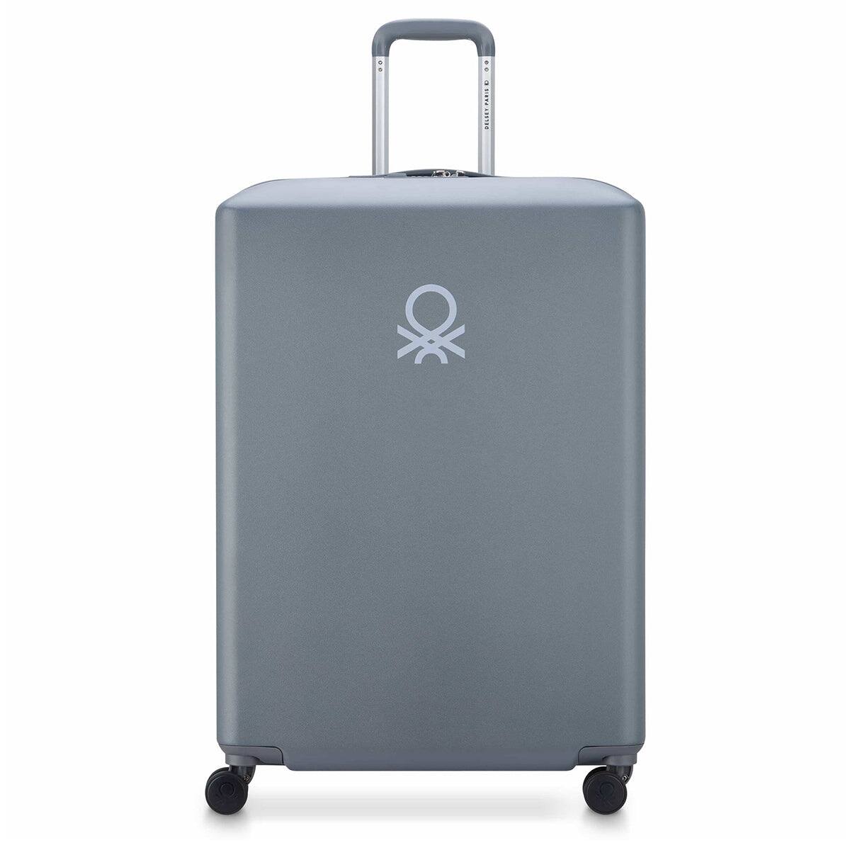 Front. Delsey - Benetton UCB Hard Large Spinner Luggage - Steel Grey.