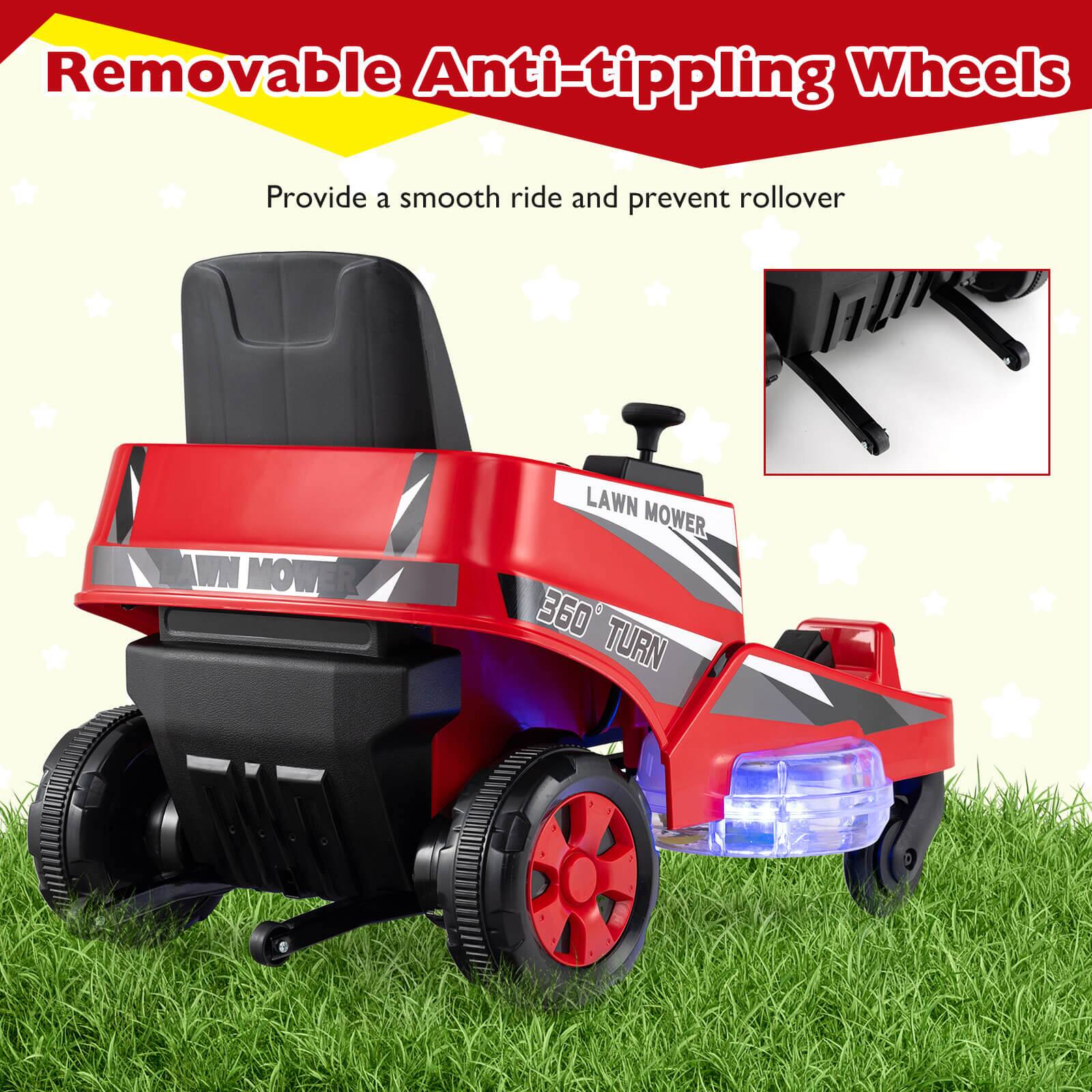 Removable Anti-tipping Wheels  
Provide a smooth ride and prevent rollover  

LAWN MOWER  
360° TURN