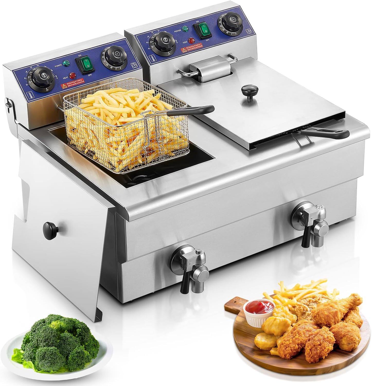FOHERE Deep Fryer with Basket and Lid, 23.3Qt/22L Electric Deep Fryer ...