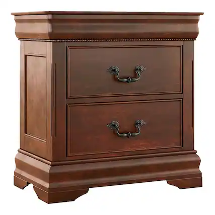 Front. Furniture of America - Mandura Cherry Traditional 2-drawer Nightstand - Brown.