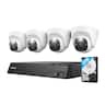 Reolink - 8-Channel, 4 - Dome Camera Indoor/Outdoor 4K+ 12MP PoE 2TB NVR Security Surveillance System - White