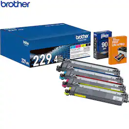 Brother - TN2294PK Standard-Yield Toner 4 Pack Cyan/Magenta/Yellow/Black with Deco Essentials Guide