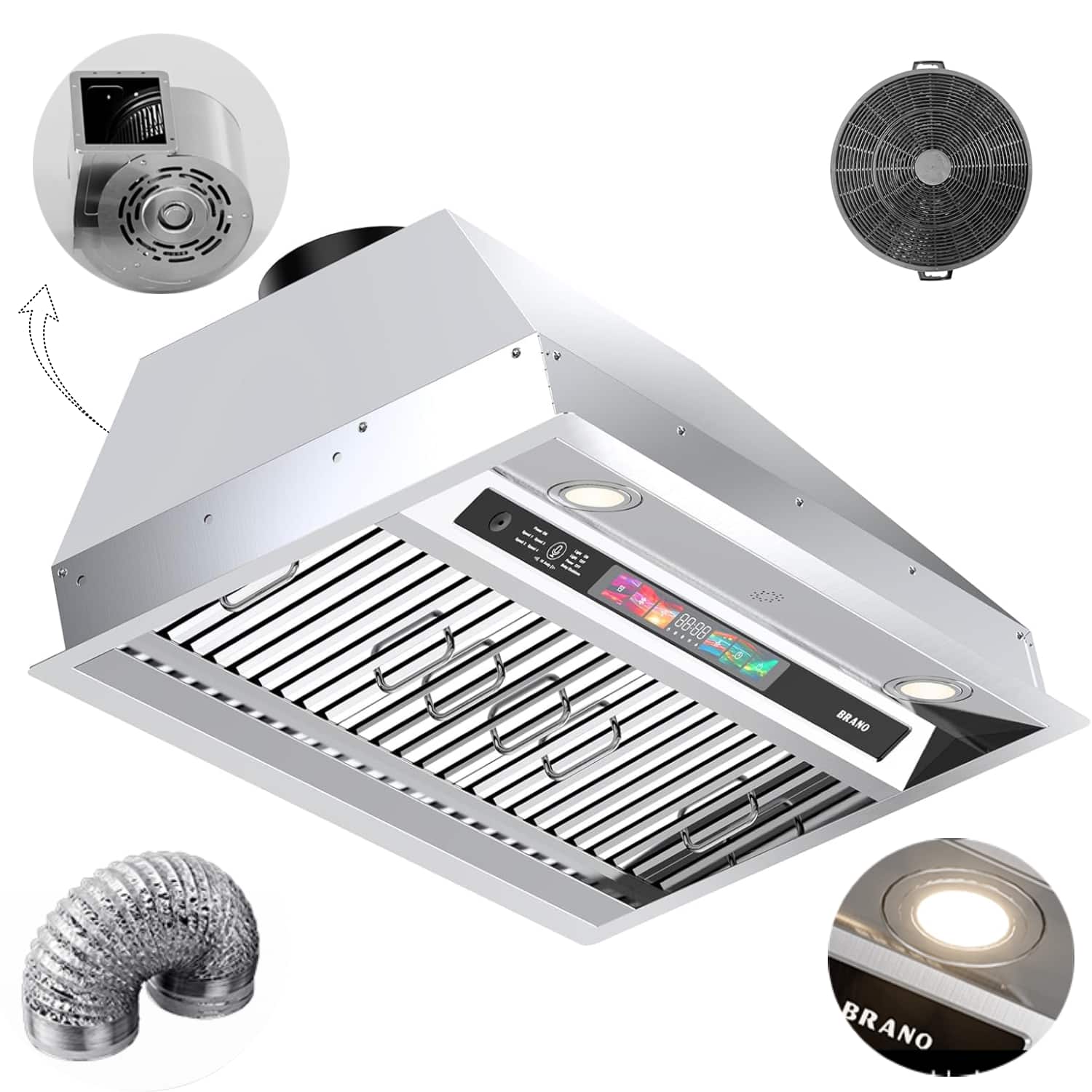 Brano - 36 inches - Convertible - Range Hood Insert - sliver