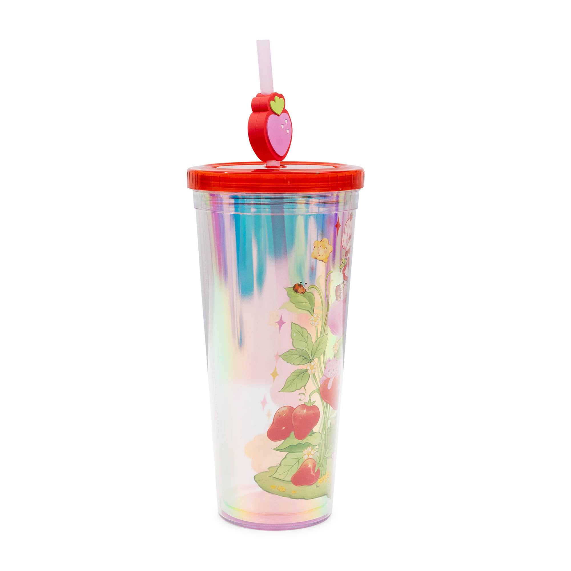 Alt View 1. Silver Buffalo - Care Bears x Strawberry Shortcake 24-Ounce Carnival Cup With Straw Topper Charm - Red.