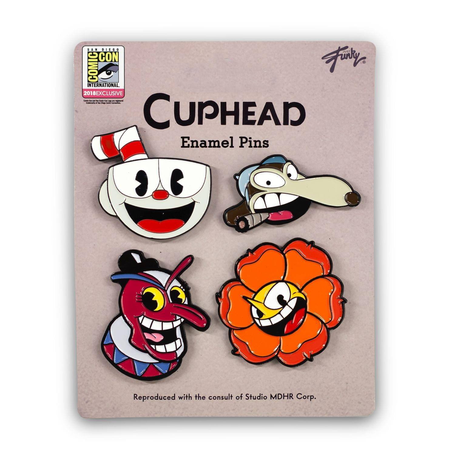 SAN DIEGO COMIC INTERNATIONAL 2018 EXCLUSIVE - CUPHEAD Enamel Pins Reproduced with the consult of Studio MDHR Corp.