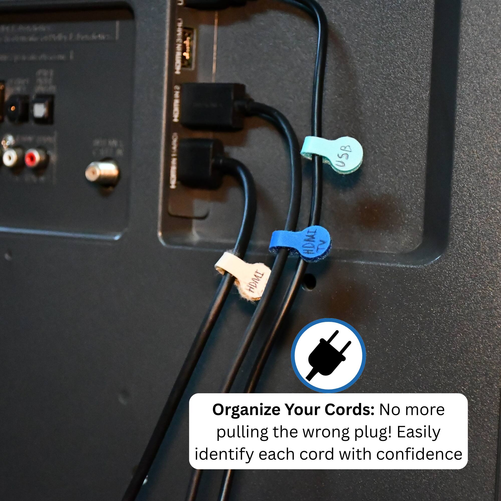 C p - EMH USB HDWI HDMI TV

Organize Your Cords: No more pulling the wrong plug! Easily identify each cord with confidence