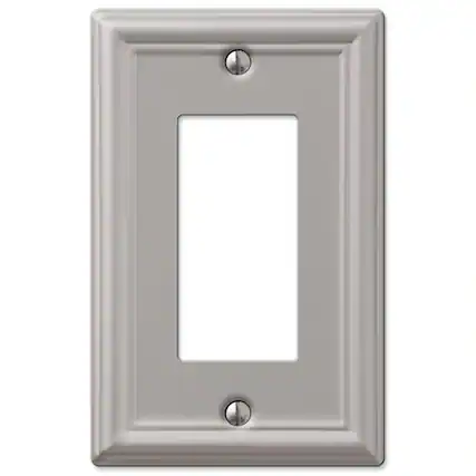 Front. AMERELLE - Amerelle Chelsea Brushed Nickel 1 gang Stamped Steel Decorator Wall Plate 1 pk - Nickel.