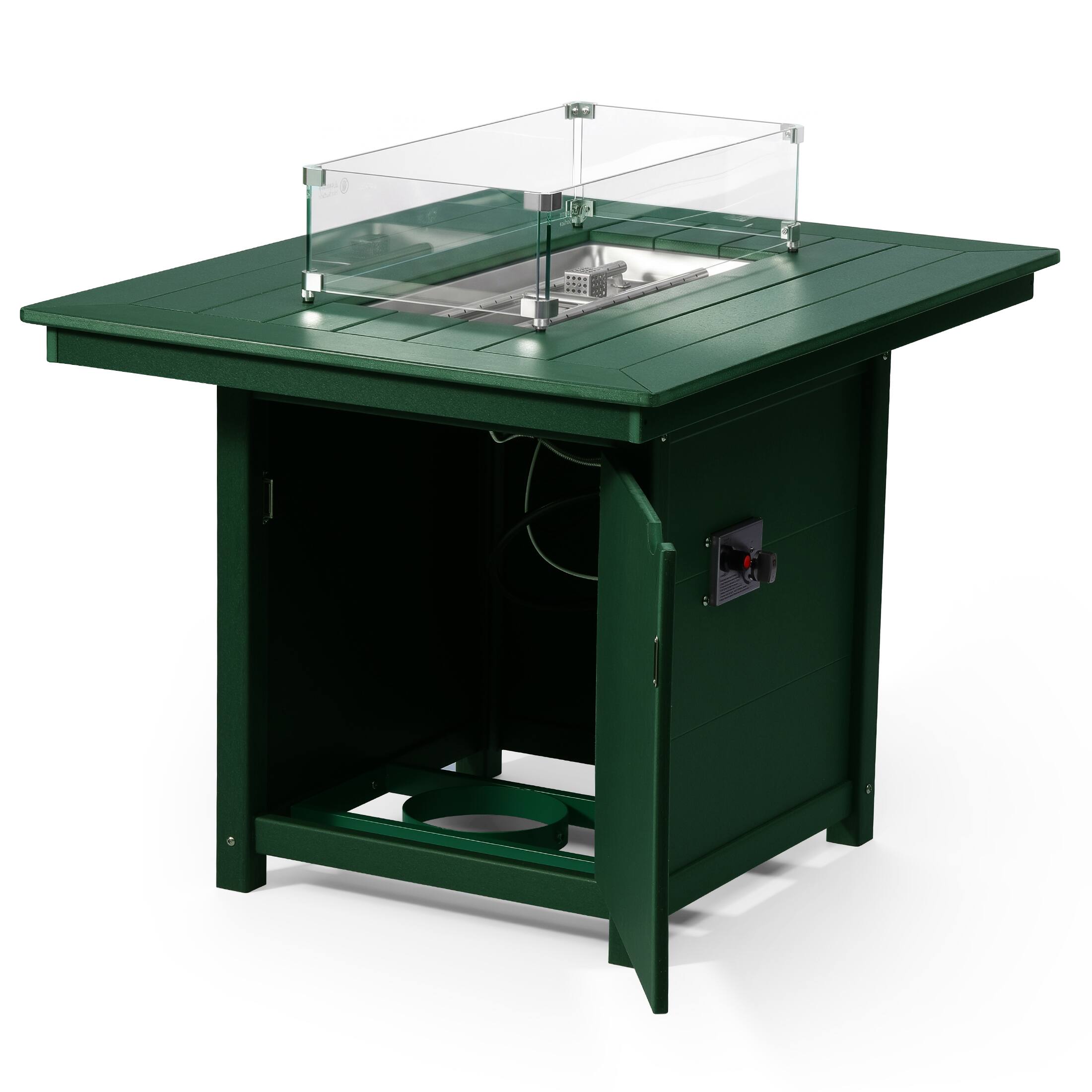 Left. WestinTrends - WestinTrends Helios 46" Modern Outdoor Patio Gas Propane Rectangular Fire Pit Table - Dark Green.