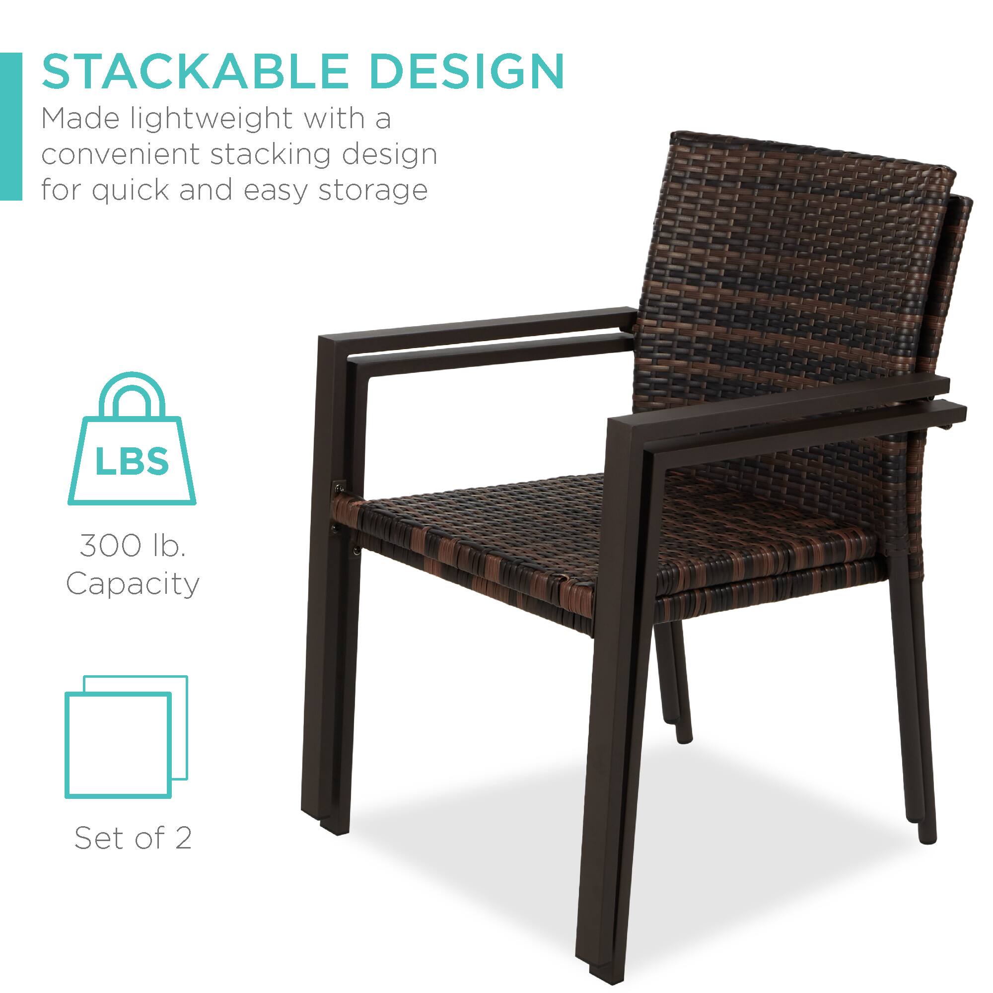 STACKABLE DESIGN  
Made lightweight with a convenient stacking design for quick and easy storage  

LBS  
300 lb. Capacity  

Set of 2