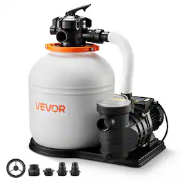 VEVOR - 16 in Sand Filter Pump for Above Ground Pool, 0.75 HP 4400 GPH, Swimming Pool Sand Filter Pump with Pre-Assembled Core - White