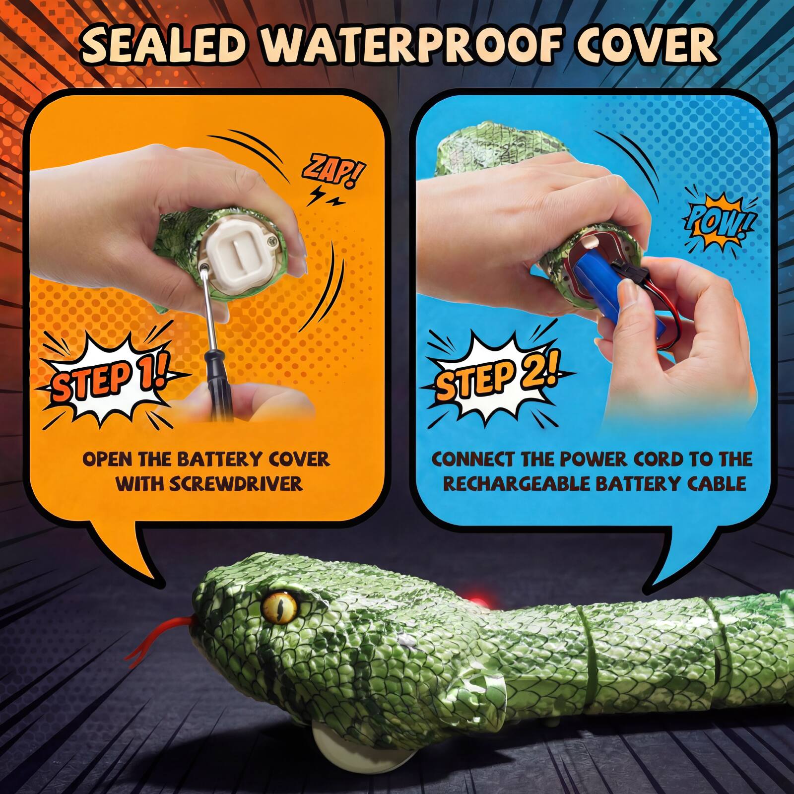 Veeniix SM30S Amphibious Remote Control Rattlesnake Toy,Funny Gag