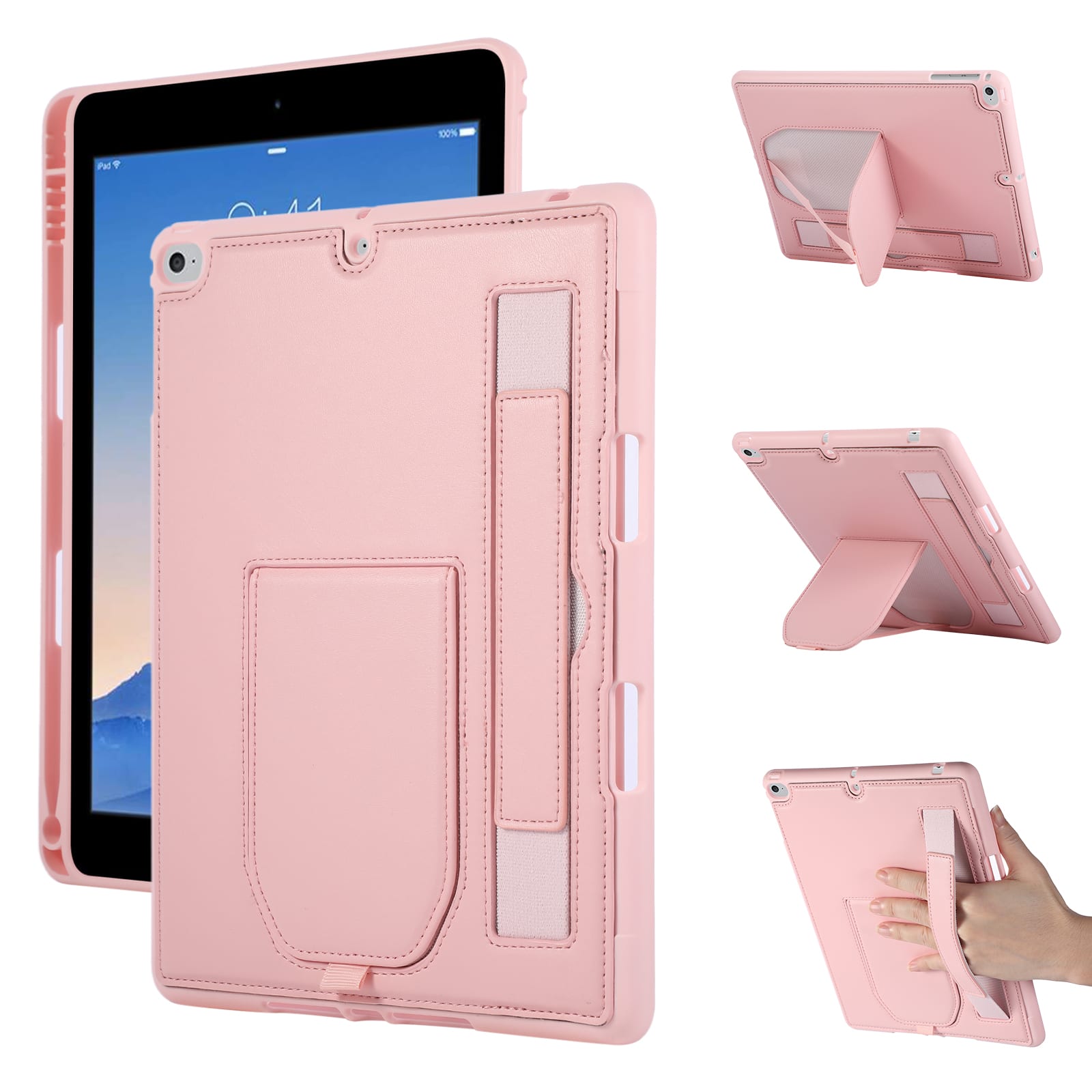 "Dteck - Shockproof Case for Apple iPad (6th Generation) 9.7"" 2018 with Hand Strap and Kickstand, PU Leather TPU Protective Cover - Pink" price history on PriceWatchPro