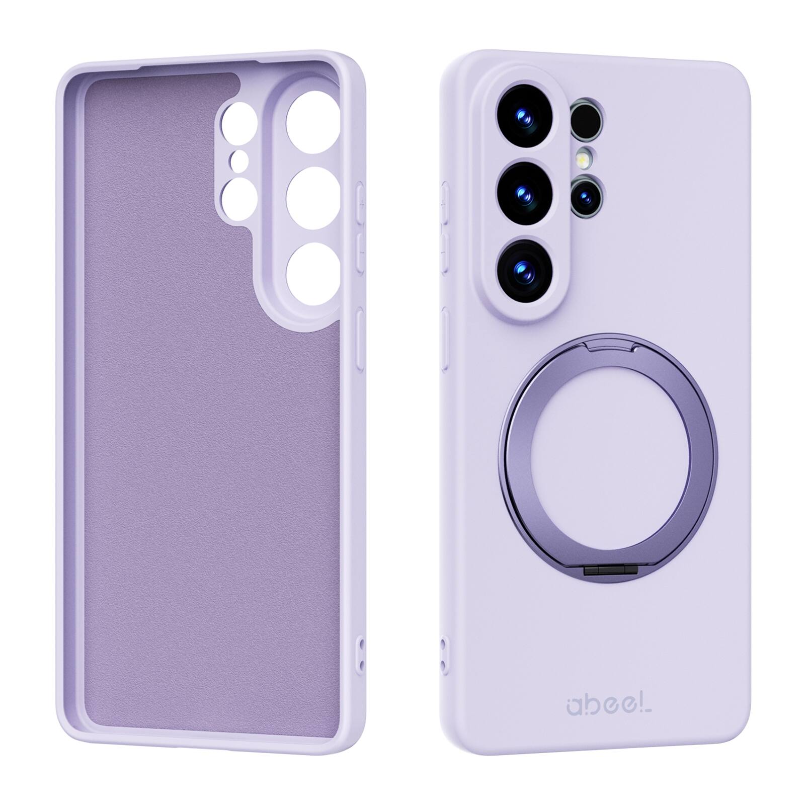 Angle. UUCOVER - For Samsung Galaxy S26 Ultra Case Shockproof Liquid Silicone Compatible with MagSafe 360° Rotating Ring Stand Cover - Purple.