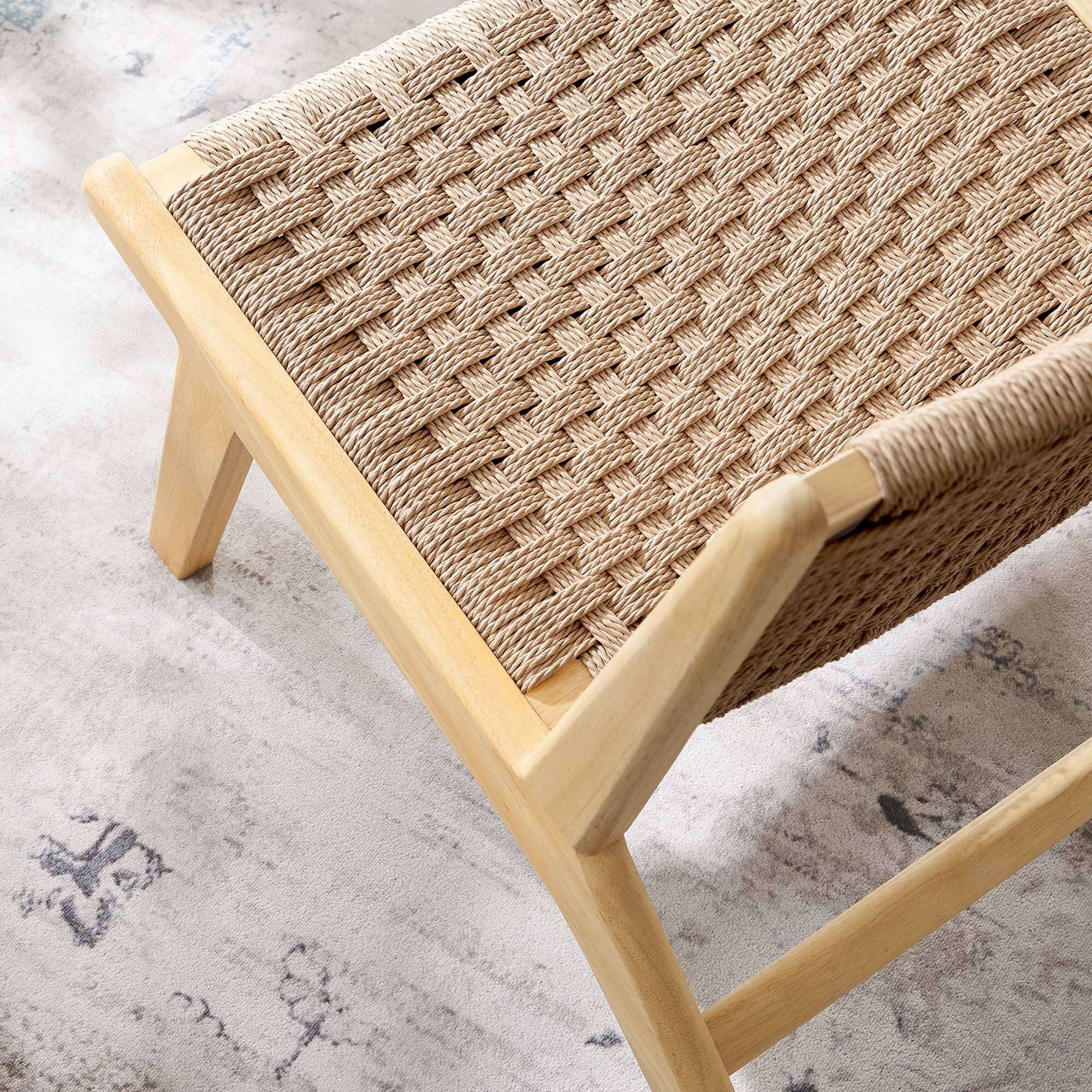 Alt View 1. Modway - Saoirse Woven Rope Wood Accent Lounge Chair by Modway - Natural Natural.