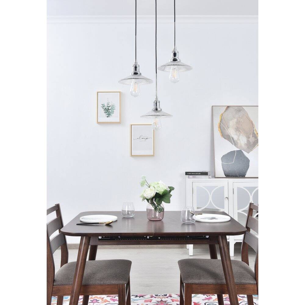 Angle. Living District - Waltz 3 Light Chrome Pendant - Chrome And Clear.