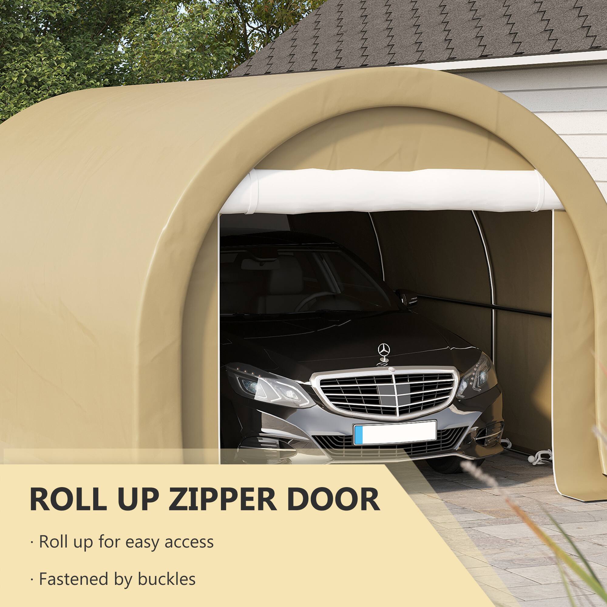 ROLL UP ZIPPER DOOR

- Roll up for easy access
- Fastened by buckles