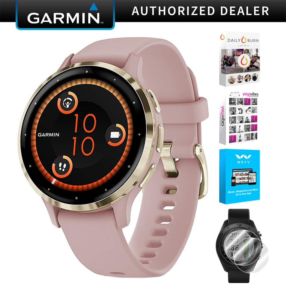 Garmin - Venu 3S GPS Smartwatch Gold Steel Bezel w/ Dust Rose Case + Accessories Kit - Stainless Steel and Dust Rose - (2023)