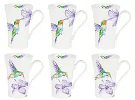 Jiallo - Roy Kirkham LATTE MUG 600ML-HUMMBIRDS - Set of 6, Bone China Made in England - Mutli color