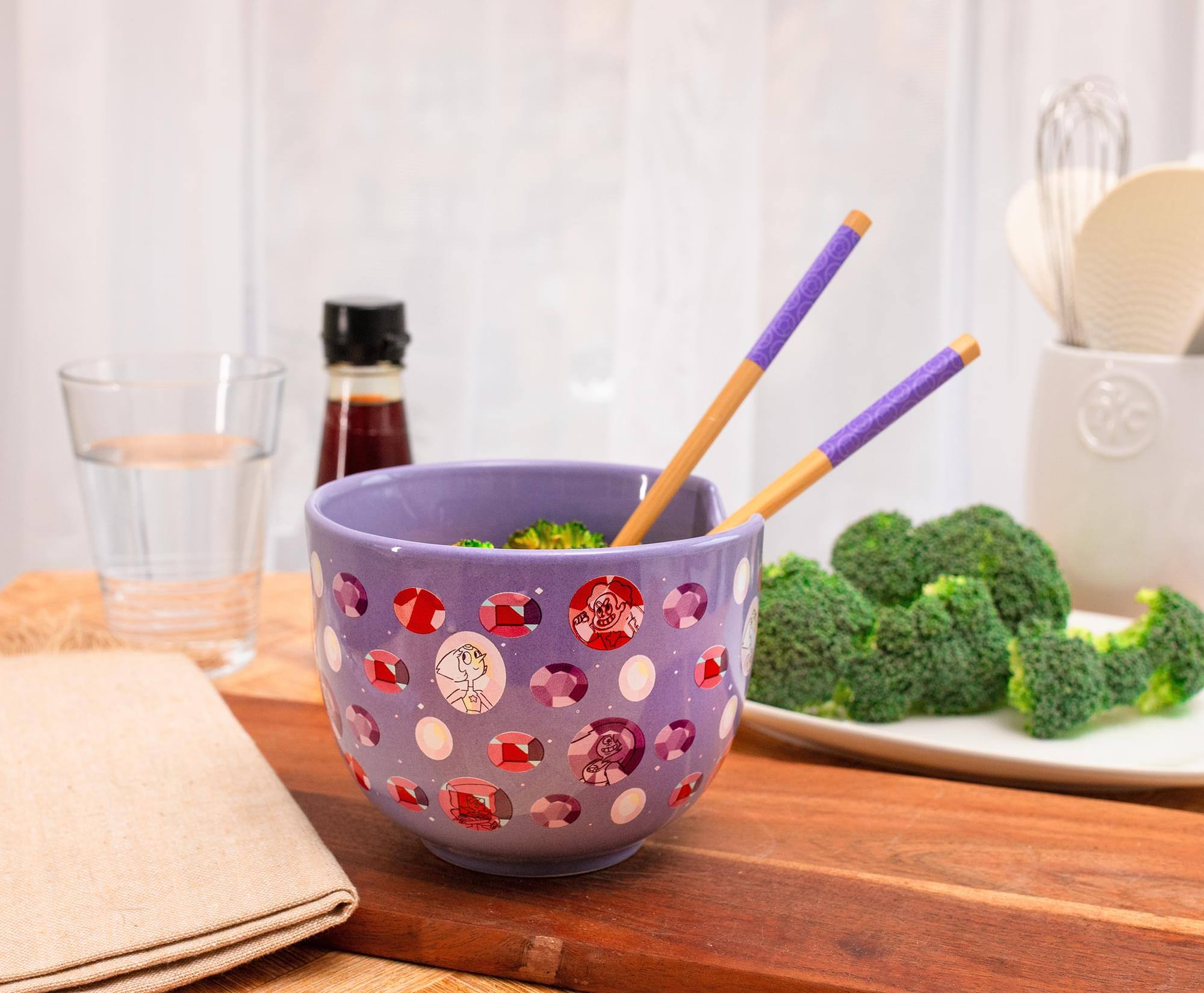 Alt View 5. Silver Buffalo - Steven Universe Crystal Gems 20-Ounce Ceramic Ramen Bowl and Chopstick Set - Purple.