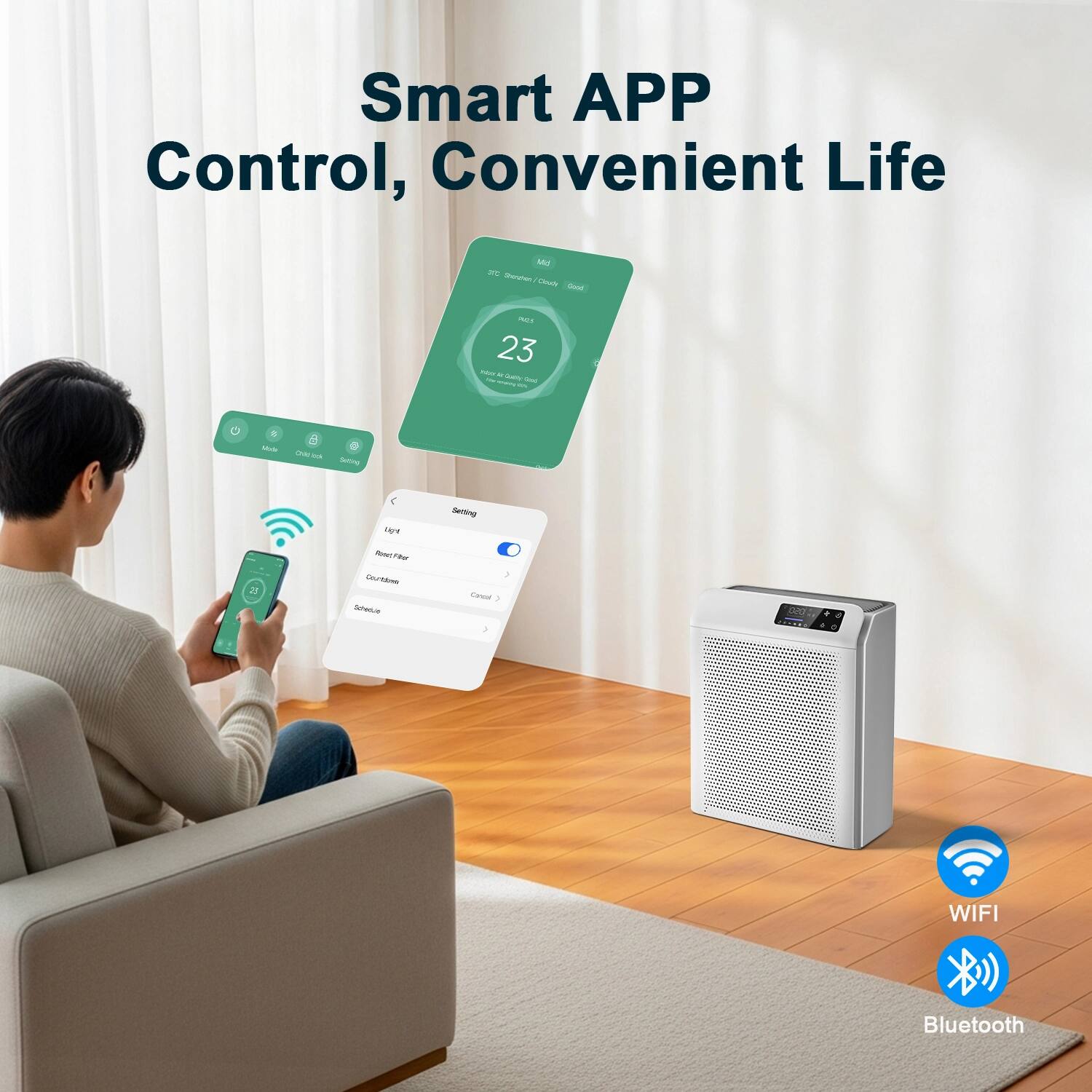 Smart APP Control, Convenient Life

WIFI Bluetooth