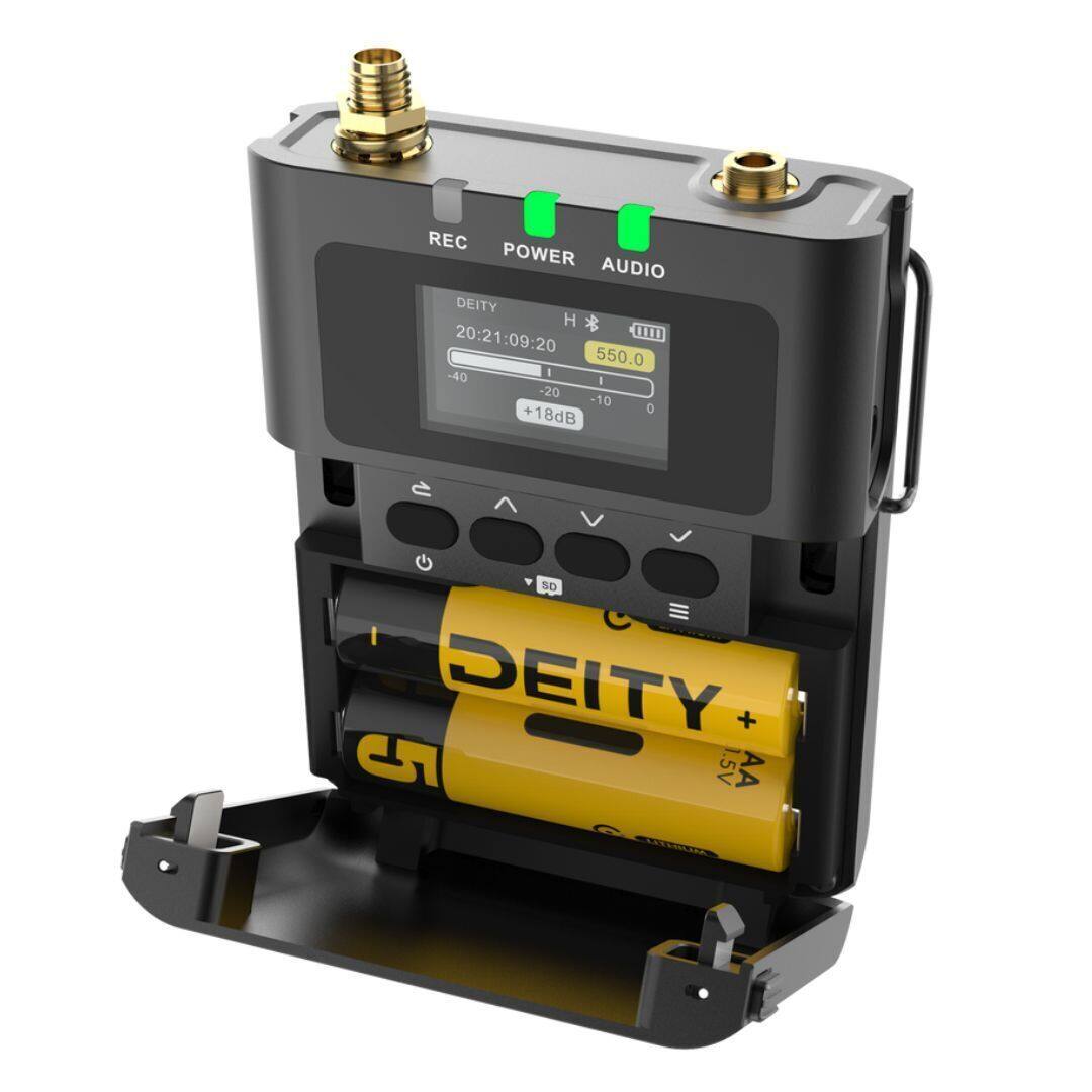 REC POWER AUDIO  
DEITY  
20:21:09:20  
H 550.0  
-40 0 +18dB  
DEITY + 5 1.5V AA