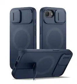 SURITCH - Bumper Case for iPhone 17e/16e with Camera Cover, Compatible with MagSafe, Kickstand, Shockproof Slim Protective Cover - Deep Blue