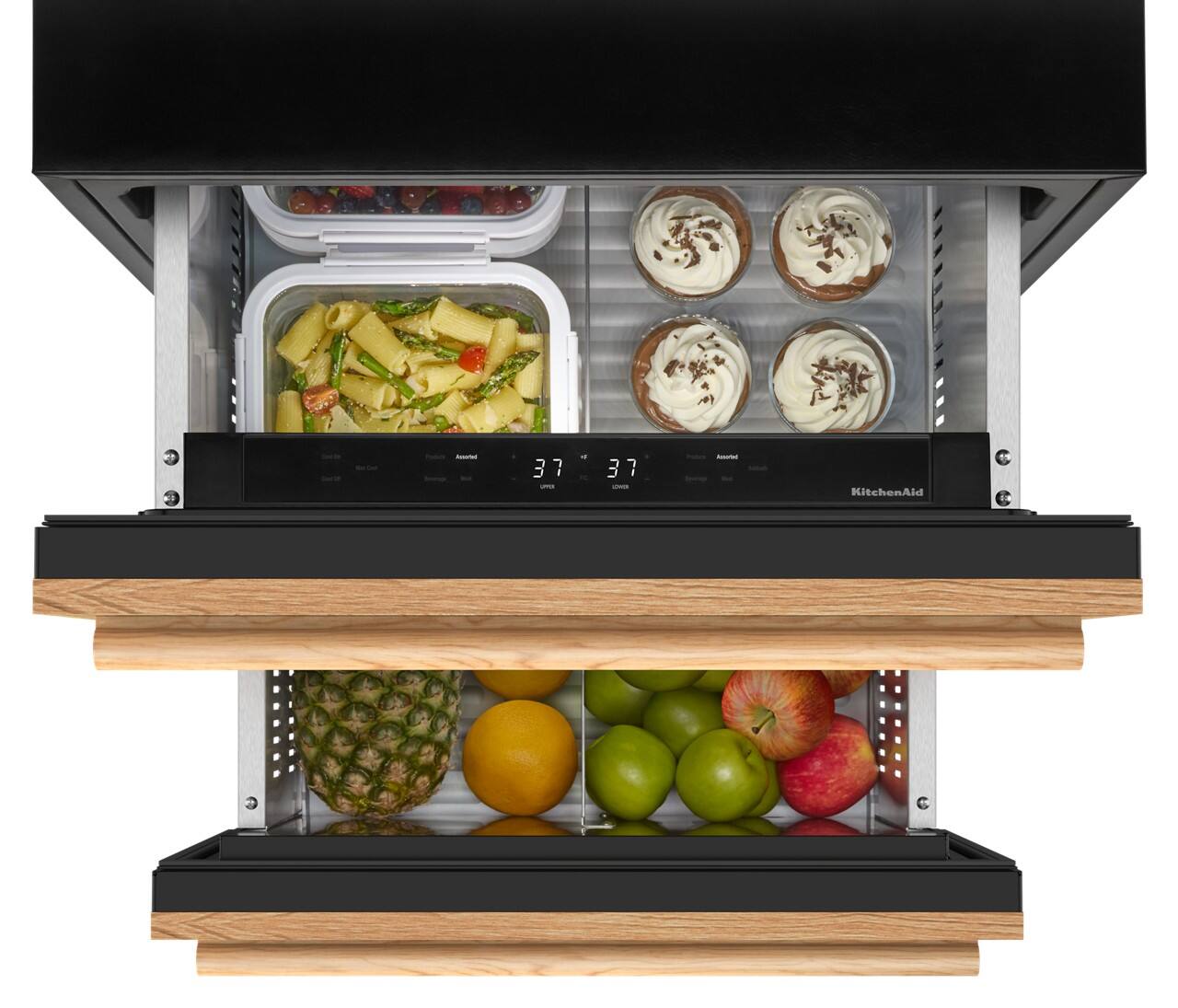 Angle. KitchenAid - 4.2 Cu. Ft. Undercounter Double-Drawer Refrigerator/Freezer - Panel Ready.