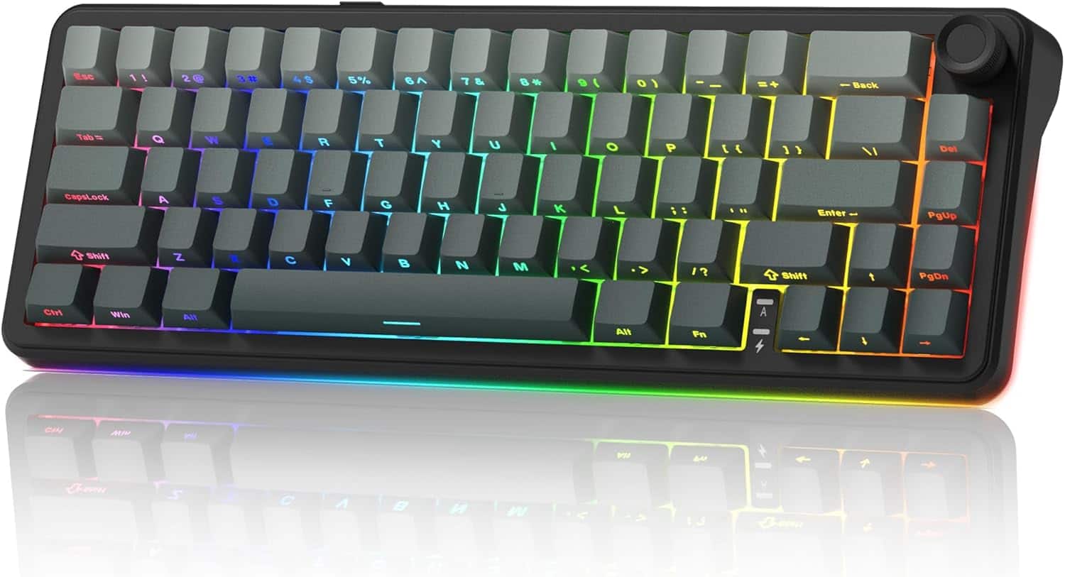 Womier - L65 60% Wireless Mechanical Keyboard with Knob,Gasket Mounted Gaming Keyboard for Windows/Mac - Gray