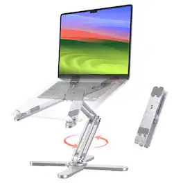 HongFei - 360° Rotating Laptop Stand Riser for Desk, Fit All Laptops up to 16 inches - Silver