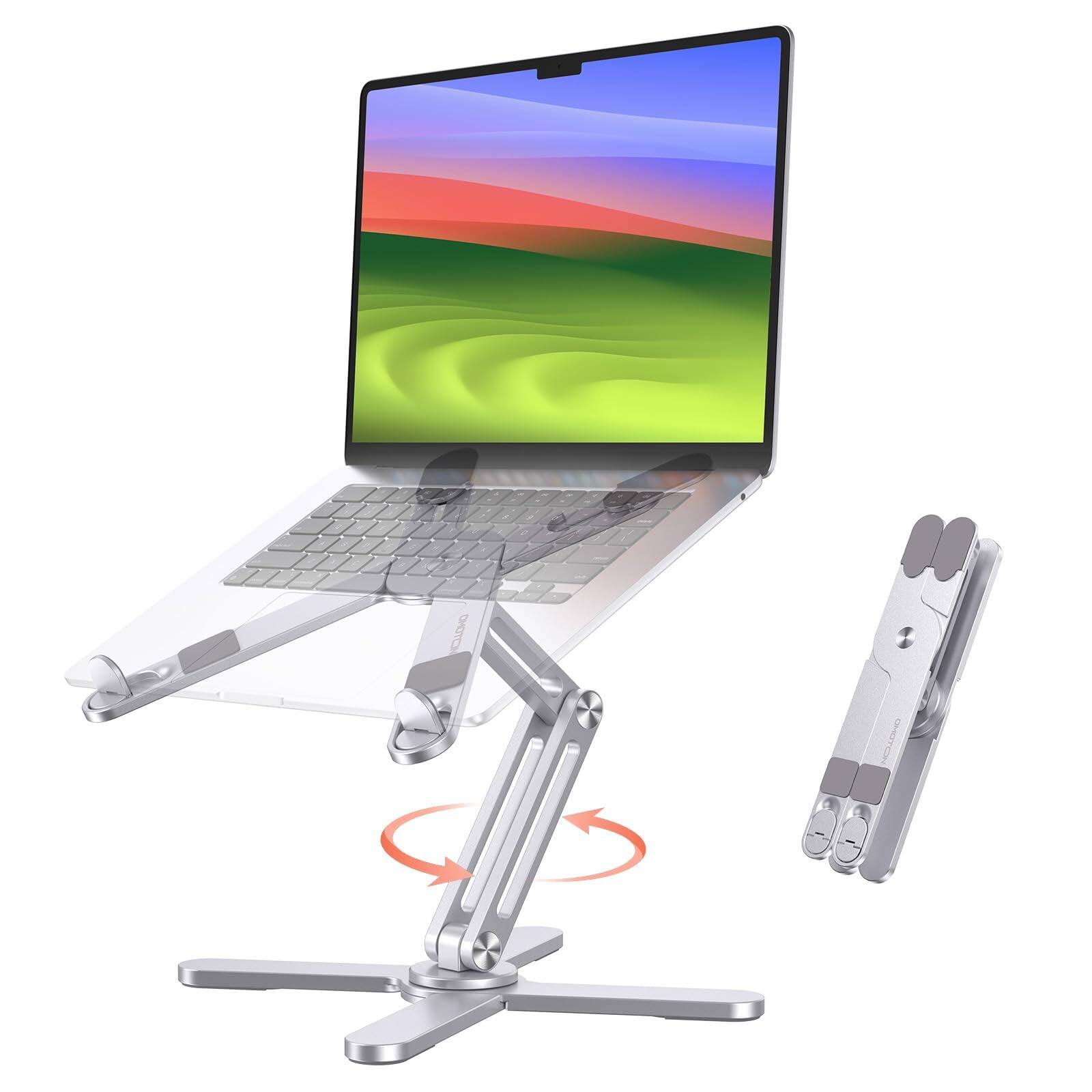 HongFei - 360° Rotating Laptop Stand Riser for Desk, Fit All Laptops up to 16 inches - Silver