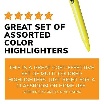 GREAT SET OF ASSORTED COLOR HIGHLIGHTERS

THIS IS A GREAT COST-EFFECTIVE SET OF MULTI-COLORED HIGHLIGHTERS. JUST RIGHT FOR A CLASSROOM OR HOME USE.

-VERIFIED CUSTOMER 5-STAR RATING