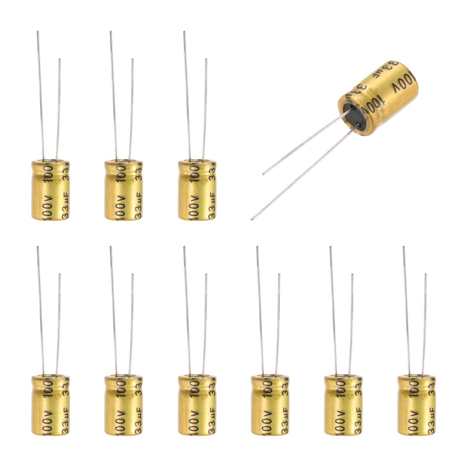 Unique Bargains - 33uF 100V Non-Polarized Electrolytic Capacitor, 8x12mm Aluminum Audio Cap, for DIY Tweeter, 10pcs - Gold price history on PriceWatchPro