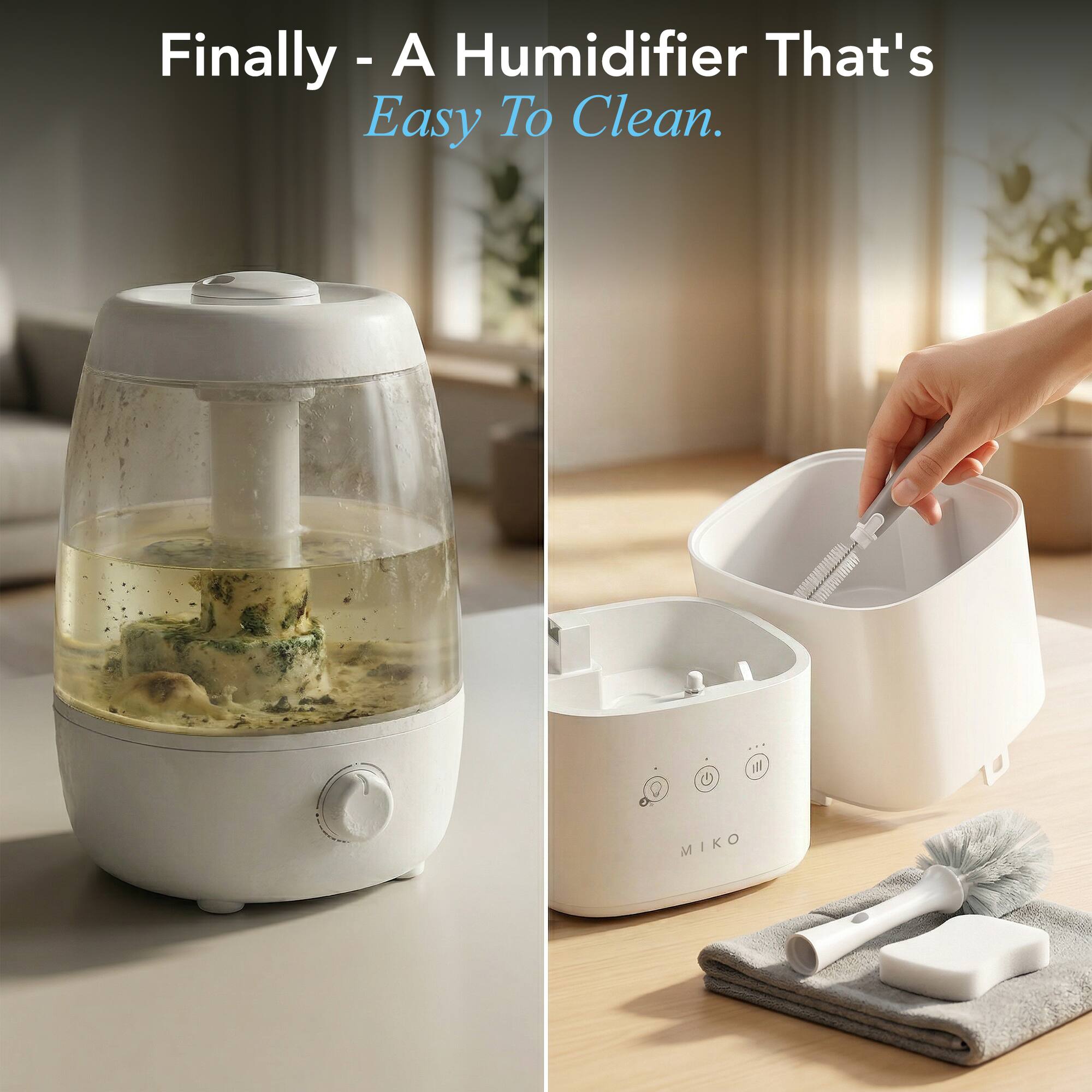Miko Breeze Ultrasonic Humidifier – 750 sq. ft. Coverage, 3L Tank
