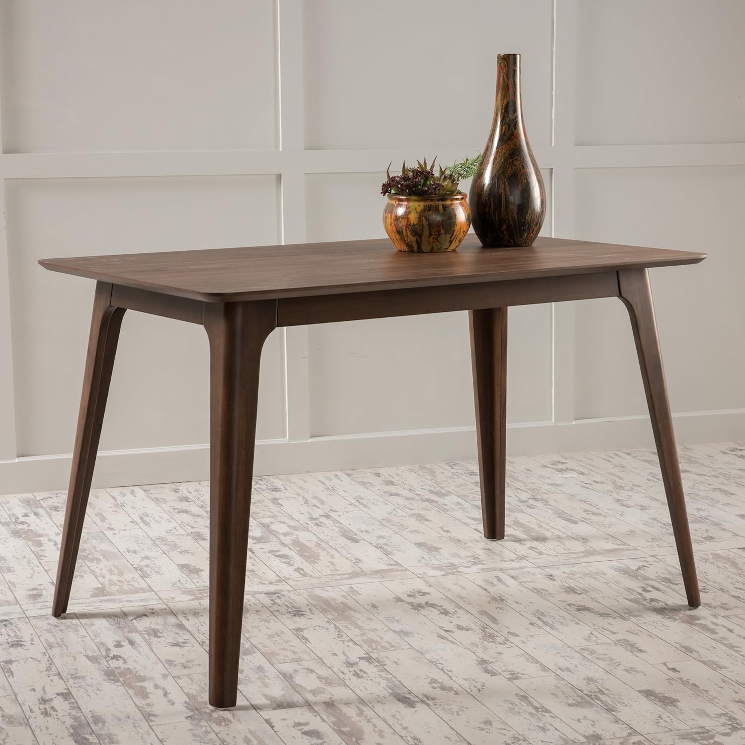 Front. TinyHomie - Dining Table Solid Wood Legs Walnut - Brown.
