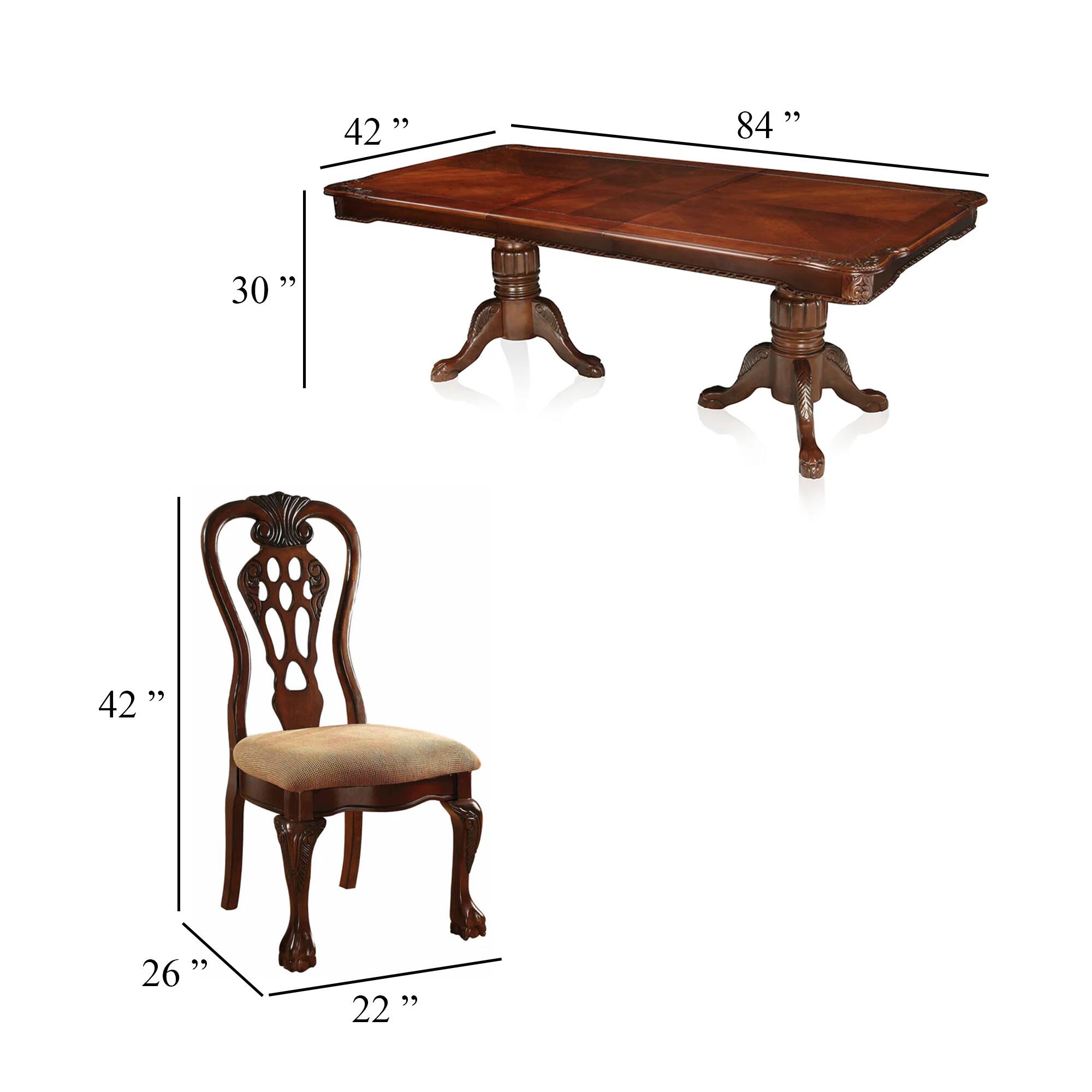 - Table: 84" x 42" x 30"
- Chair: 42" x 26" x 22"