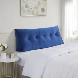 Sweet Home Collection - Bed Wedge and Gap Filler Pillow for Headboard with Side Pockets - Full - Blue