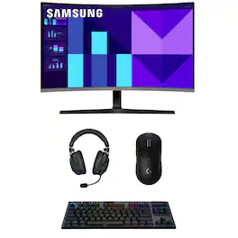Samsung - LS32D396GANXZA 32" Monitor with PRO-X-2-LIGHTSPEED Headset, G915 Keyboard, and PRO-X-2-SUPERLIGHT Mouse (2025) - Black