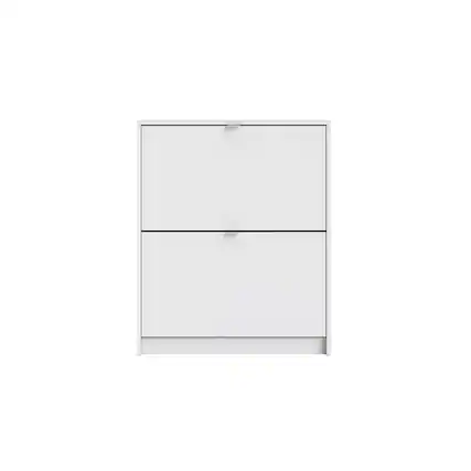 Front. Tvilum - Bright 2 Drawer Shoe Cabinet - White.