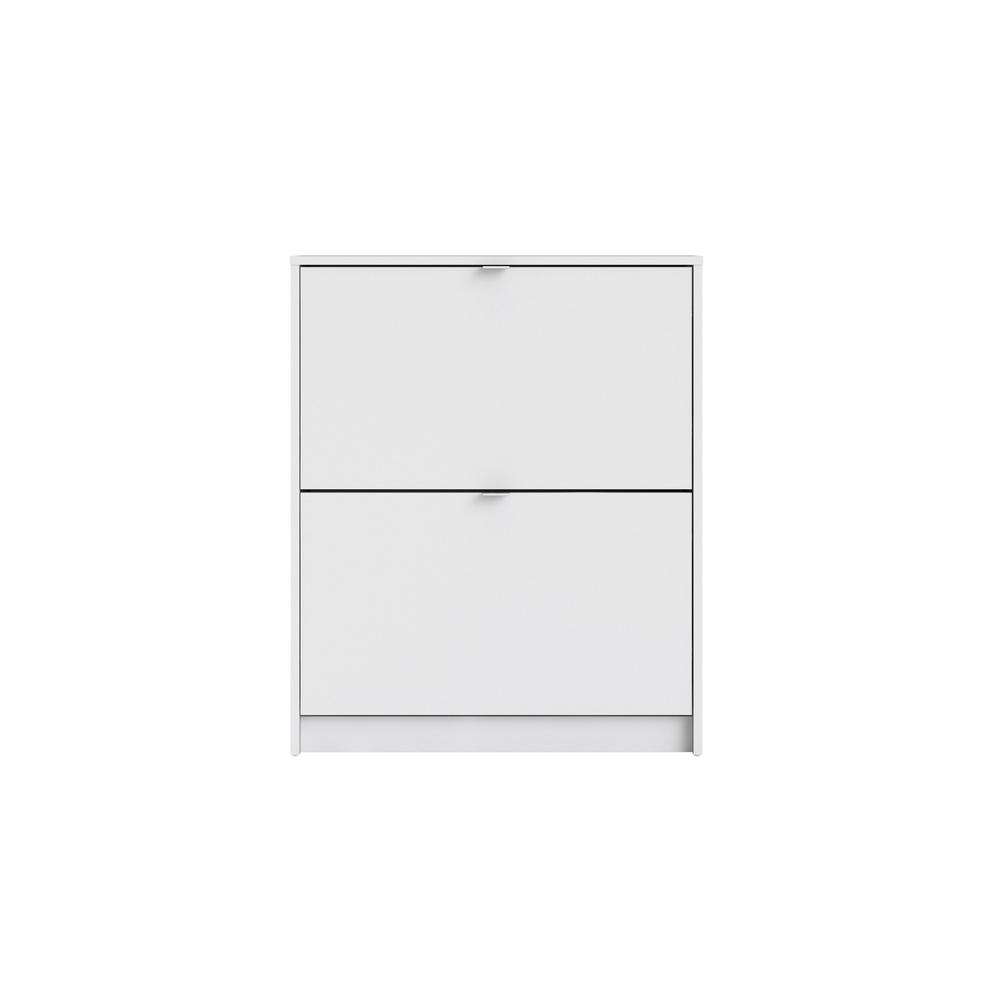 Front. Tvilum - Bright 2 Drawer Shoe Cabinet - White.
