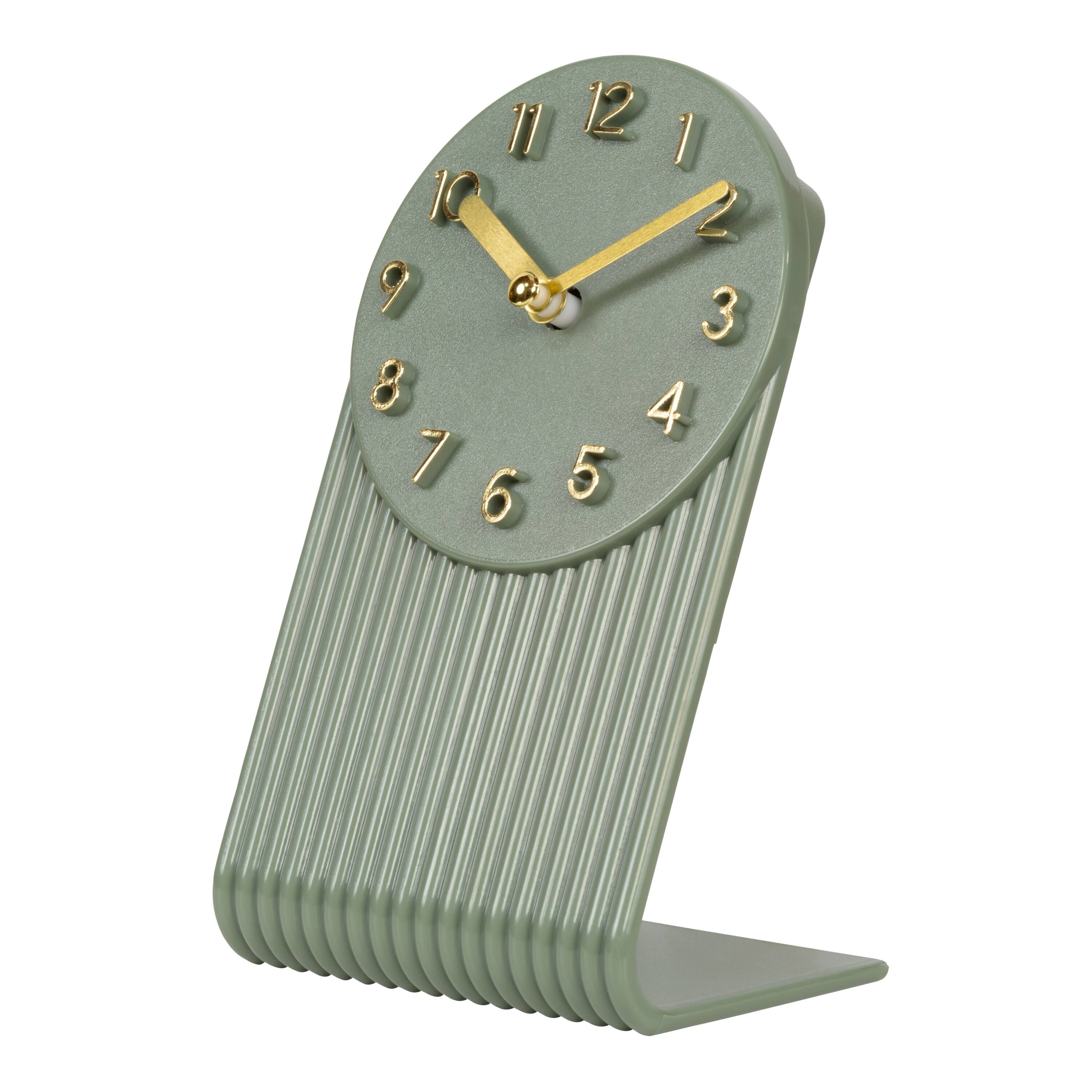 Left. La Crosse Clock Co. - Grooves Quartz Analog Table Clock, Light Sage - Green.