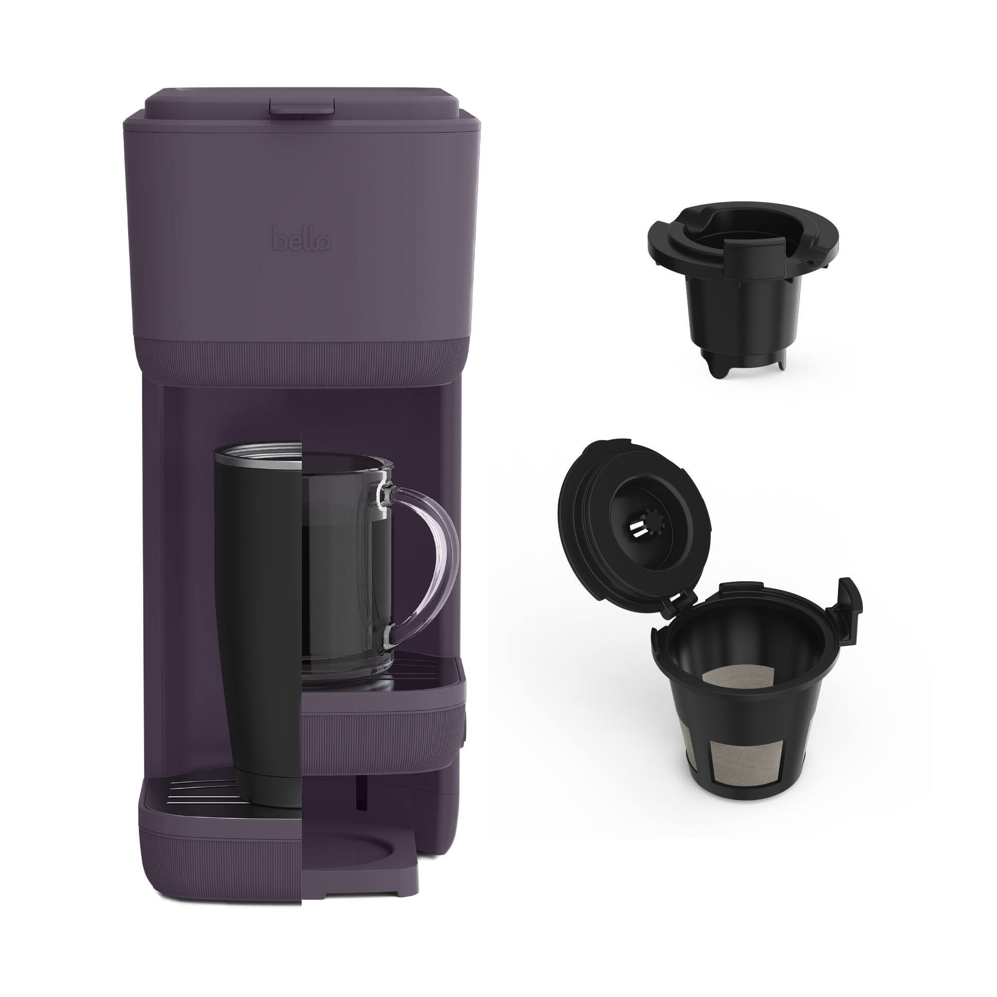 Angle. Bella - Single-Serve Coffee Maker - Plum.