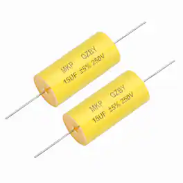 Unique Bargains - 2pcs 15uf Frequency Divider Capacitor, 250V Axial Audio Speaker Crossover MKP Film Capacitor - Yellow