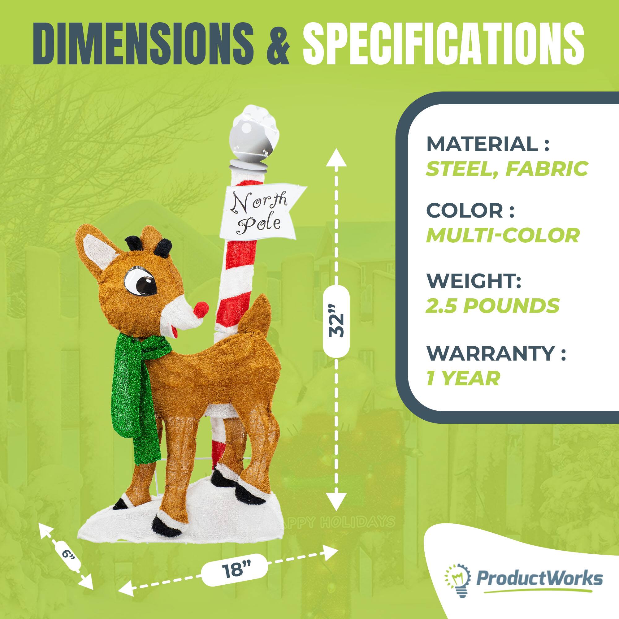 DIMENSIONS & SPECIFICATIONS

MATERIAL: STEEL, FABRIC  
COLOR: MULTI-COLOR  
WEIGHT: 2.5 POUNDS  
WARRANTY: 1 YEAR  

32"  
18"  
6"  

ProductWorks