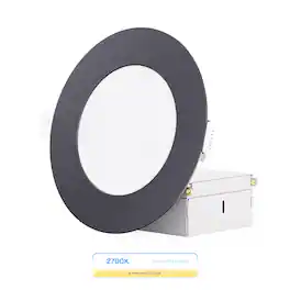 Infibrite - 4 In. Ultra-Thin Recessed LED Downlight 9W 750LM Soft white Wet Rated, Triac Dimmable Trim 12-Pack - Black