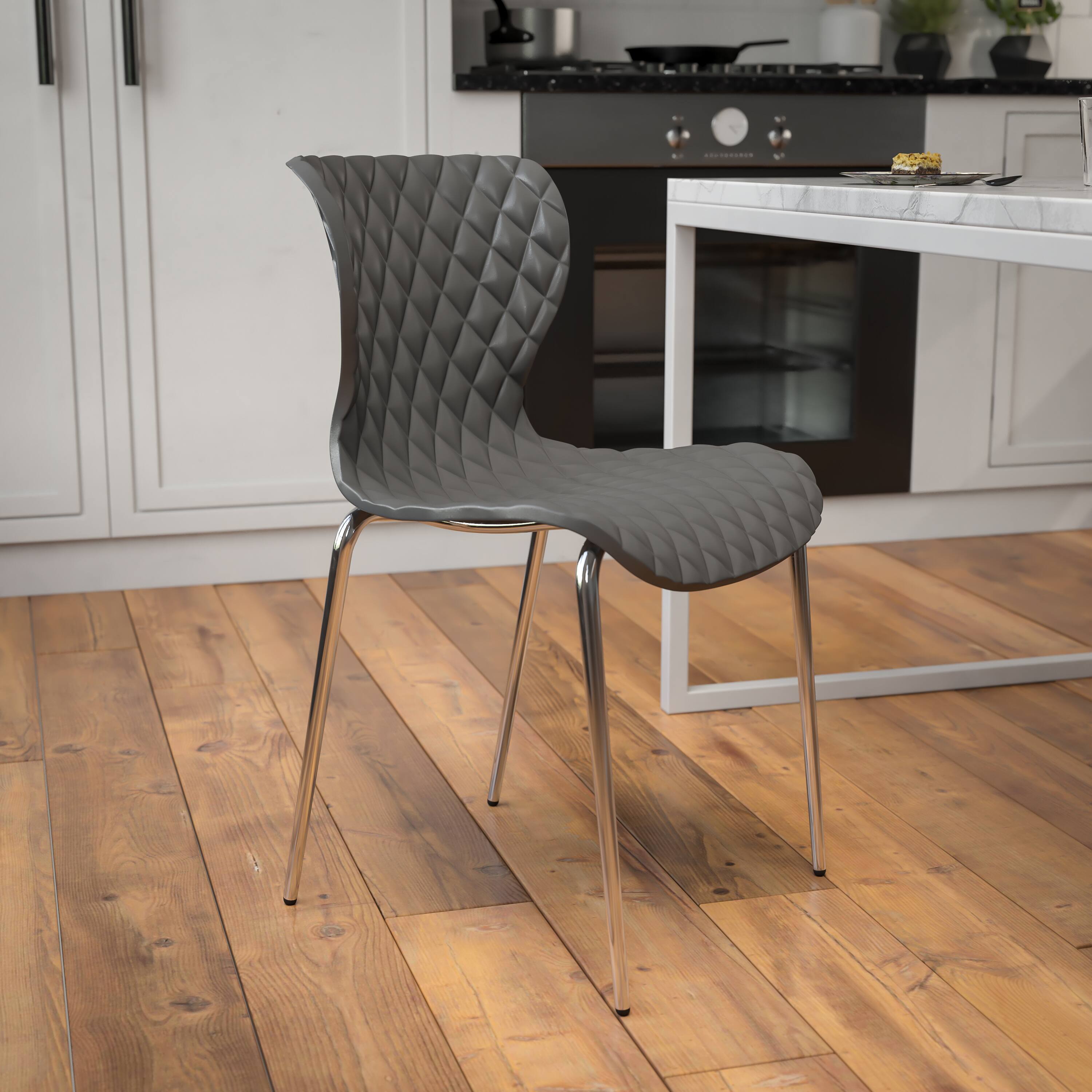 Alt View 2. Emma + Oliver - 4 Pack Contemporary Design Plastic Stack Chair - Gray.