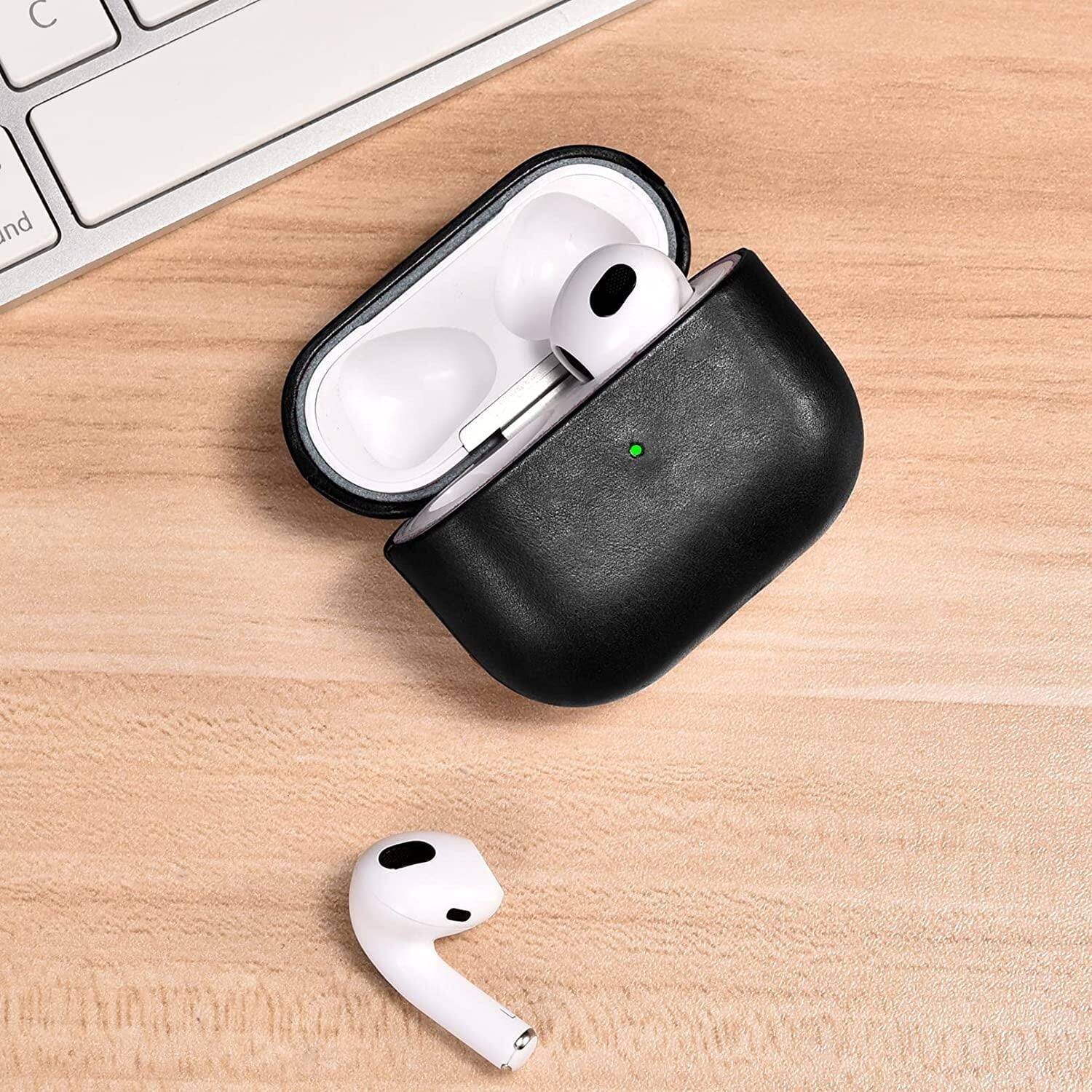 Alt View 1. Entronix - Entronix Luxury Leather Case for AirPods 3rd Generation - Stylish Protection - Navy.